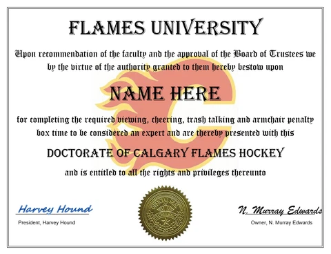 CALGARY FLAMES PERSONALIZED FAN DIPLOMA, GREAT GIFT NHL HOCKEY PUCK STICK Cover
