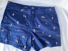 St. John's Bay Women's Dark Blue Cherry Embroidered Flat Front Shorts Size 12