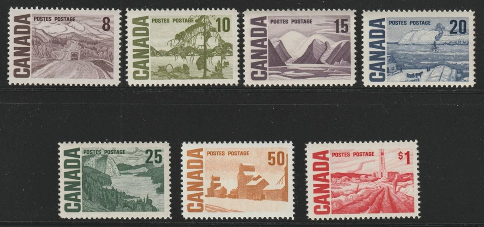 Canadá #461-465B, Definitivos del Centenario, Conjunto de 7 valores altos MNH 1967-1973 Foto 1 de 1
