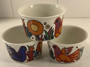 Lot of 3 Vintage Villeroy & Boch Acapulco Porcelain Colorful Birds Ramekins - Picture 1 of 10