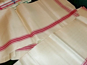 Vintage Hellinne Holma Swedish Linen Tea Towel Red Striped Fabric from Sweden - Picture 1 of 7