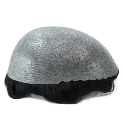 Sistema de reemplazo de toupee de cabello humano para hombre trozos de piel frente de vieira Foto 1 de 4