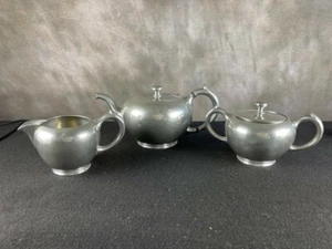 Antique LH Vaughn Pewter Tea Set 3 Pieces - Picture 1 of 9
