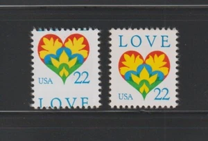 US EFO ERROR Stamps #2248 Love, Heart: Big Perf. Shift & Normal MNH - Picture 1 of 2