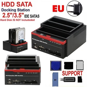3 IDE SATA 2.5" 3.5" HDD Hard Drive Disk Clone Station d'accueil Card Reader - Photo 1/8