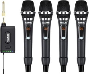 ACEMIC Sistemi microfonico wireless UHF Microfono senza fili cordless a 4 canali - Foto 1 di 16
