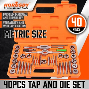 40Pc Tap And Die Set Metric Size Screw Screwdriver Thread Drill W/t Pitch Gauge - Picture 1 of 9
