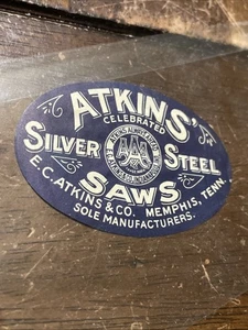 Vintage Memphis, Tennessee Atkins Saws Label, E.C. Atkins & Company - Picture 1 of 2