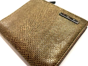 GUCCI VINTAGE PYTHON SNAKE SKIN WALLET LOGO PLATE PURSE COIN ITALY GOLD - Picture 1 of 23
