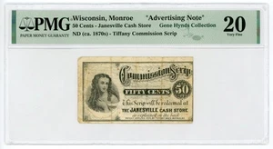 1870's 50c The Janesville Cash Store - Monroe, WISCONSIN Ad Note PMG VF 20 - Picture 1 of 2