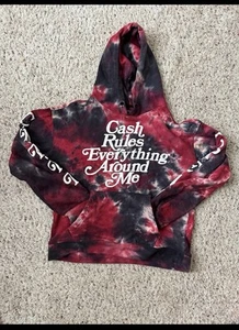 Hudson Cash Rules Everything Around Me Red Tie Dye Hoodie Pullover Sweatshirt - Picture 1 of 6