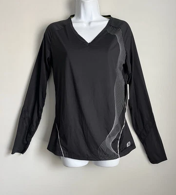 Nuevo Top Deportivo Roadrunner Para Mujer Negro/Gris Cuello en V Bolsillo Atlético Talla Grande Foto 1 de 4