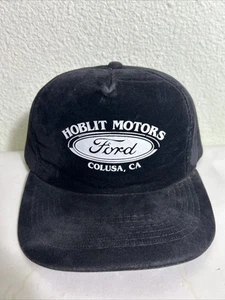 Vintage SnapBack Hat Black Ford Hoblit Motors Colusa Poly Foam Laminated Adjust - Picture 1 of 17