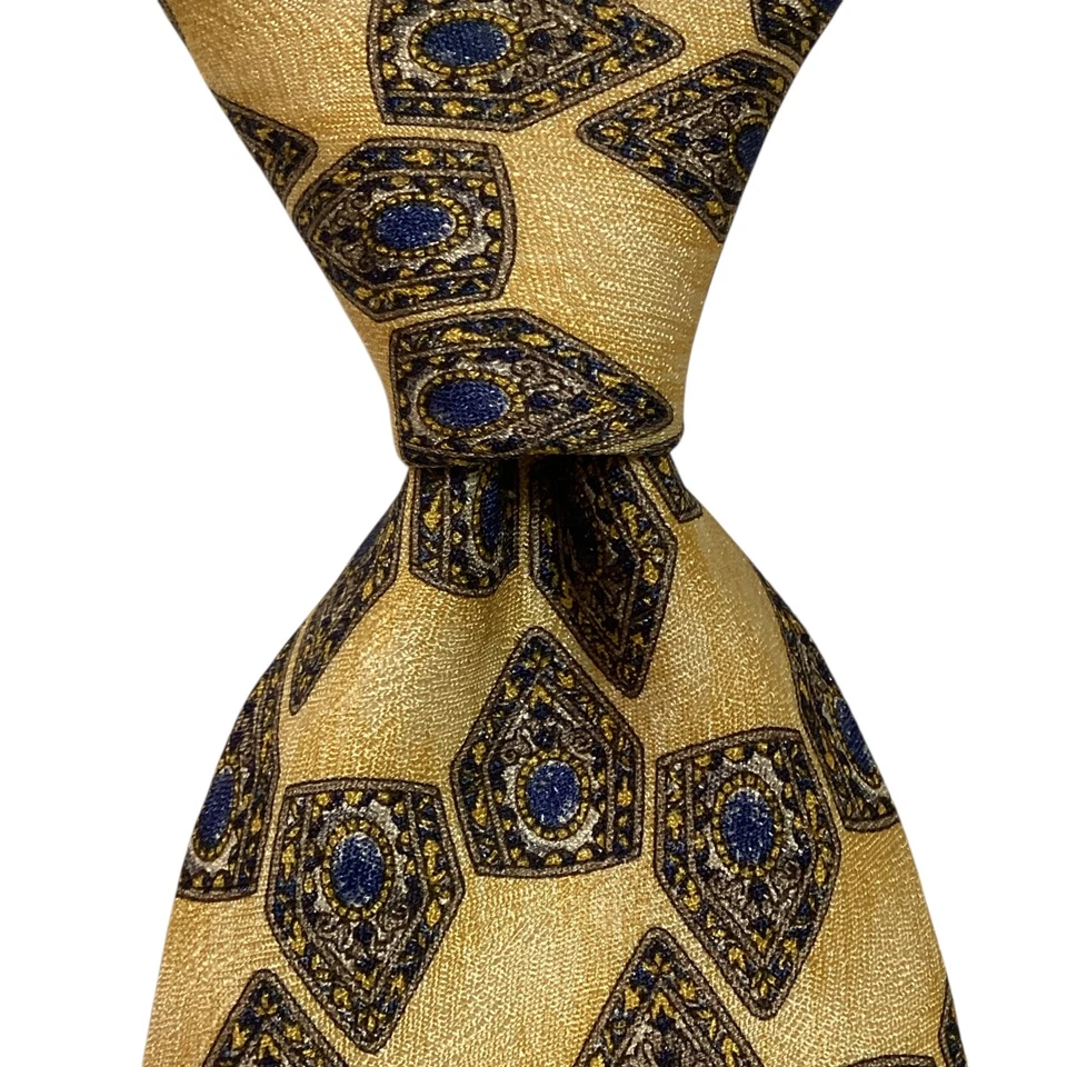 Corbata de seda para hombre Metropolitan Museum of Art diseñador geométrica amarilla/negra usada en excelente estado Foto 1 de 3