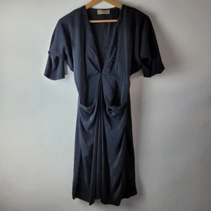 Willow Women Size 10 Black 100% Silk Draped Dress Formal Party Smart Pocket - Picture 1 of 12