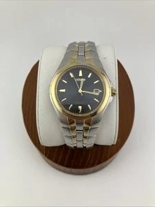 Reloj Citizen Eco-Drive Hombre 36mm Tono Plateado/Dorado Esfera Negra Fecha 7.5" - FUNCIONA - Imagen 1 de 20