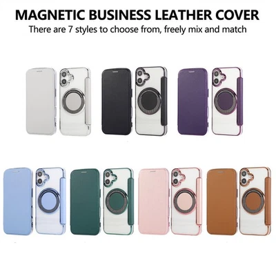 Phone Case for iPhone 15 Plus 13 14 15 16 11 12 16E Luxury Leather Wallet Cover - Image 1 of 4