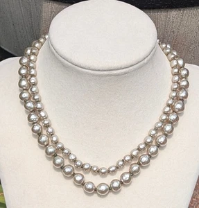 Vintage signed Miriam Haskell 2 Strand Faux Baroque Pearl Choker/ Necklace 14" - Picture 1 of 3