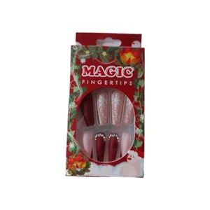 24 Piezas Uñas Largas Navidad Rosa Rojo Uñas Artificiales Copo de Nieve  - Imagen 1 de 2