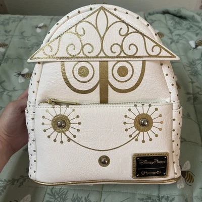 New Disney Parks Loungefly It's A Small World White/Gold Mini Backpack Bag EXACT - Image 1 of 4