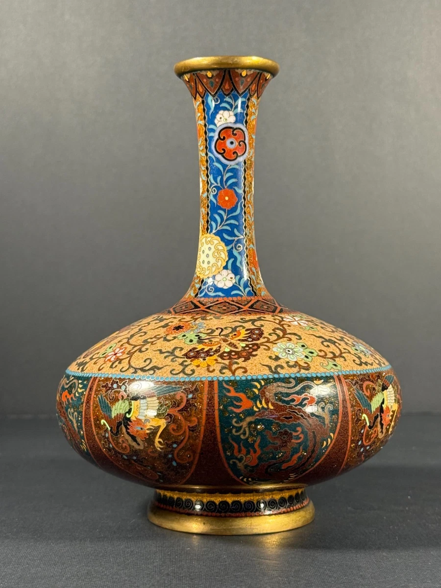 景泰蓝古董原始1850-1899 年日本花瓶| eBay