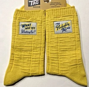 Blue Q Tag Socks S/M What Are We Waiting For? Oh Probably Me YELLOW Women 5-9 - Picture 1 of 8