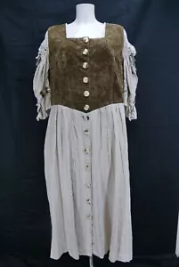 Landhauskleid Rose Dirndl gestreifter Rock Hirschhornknöpfe braun Gr.52 - Bild 1 von 5
