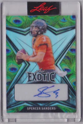 2022 LEAF EXOTIC BASE AUTO PRISMATIC PEACOCK PARALLEL /7 SPENCER SANDERS #BA-SS1 - Image 1 of 2