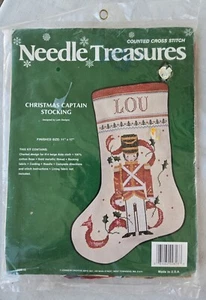 Kit de Medias Punto de Cruz Contado Capitán de Navidad Needle Treasures DE COLECCIÓN/RARO - Imagen 1 de 4