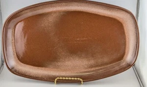 Vintage Frankoma Pottery 5QS Satin Brown Serving Tray Platter, 13.5” - Picture 1 of 3