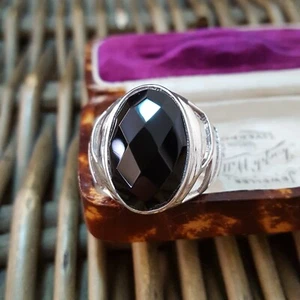 Chateau D'Argent 925 Sterling Silber Ring, natürlicher schwarzer Onyx, Größe R,5 US 8,75 - Bild 1 von 8