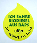 Werbe-Aufkleber Ich fahre Biodiesel aus Raps Die Sonne im Tank 80er ufop Bonn