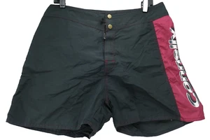 Vtg 90s y2k Connelly surf Metal Snap Board shorts Trunks Stripe Sz 32 Black Red - Picture 1 of 12