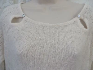 JENNIFER LOPEZ SWEATER NWT Hollywood Boudoir LARGE NWT $60.00 White/Sand Jeweled - Picture 1 of 5