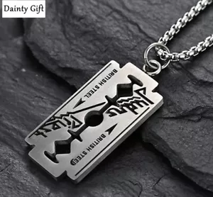 Hip Hop Fashion Men / Women Titanium Stainless Steel Silver Blade Necklace 23.5" - Picture 1 of 8