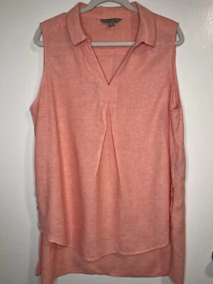 Top para mujer Sharagano XL mezcla de lino coral Foto 1 de 4