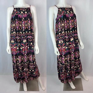 Vestido Anthropologie Pequeño Estampado Floral Rosa Negro Sin Mangas Maxi Cambio Sol - Imagen 1 de 9