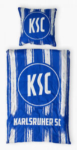 Karlsruher SC Bettwäsche - Streifen -  blau-weiß 2-teilig im Jutebeutel  KSC