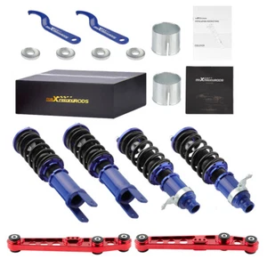 4PC Coilovers + 2PC Rear Lower Suspension Control Arms Kit For Honda Civic 92-95 - Picture 1 of 12