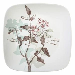 CORELLE Twilight Grove SET of 3 SALAD PLATES Flowers Brown/Blue Gray Leaves - Picture 1 of 2