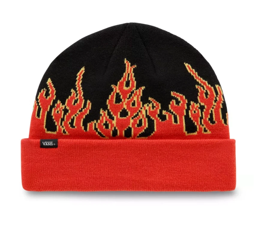 Vans Kids Digi Flames Beanie / Black Red / RRP £24 - Image 1 of 3