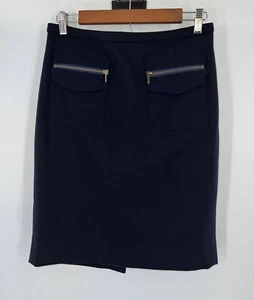 Falda a lápiz para mujer J CREW azul marino mezcla lana bolsillos con cremallera talla 2 - Imagen 1 de 5