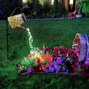 Garden Decor Watering Can Lights, Large Solar Lantern Outdoor Hanging Waterpr... - Picture 1 of 7