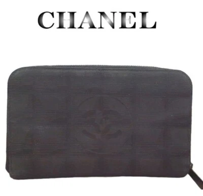 CHANEL Nueva Cartera Larga con Cremallera Línea de Viaje Nylon Logo CC Marca Coco Negra Mujeres Foto 1 de 4
