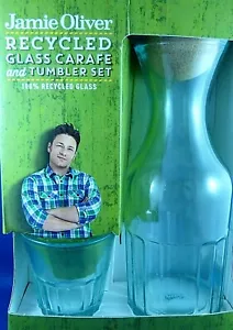 New JAMIE OLIVER (Made in Spain) 5Pc RECYCLED GLASS 1L CARAFE + 4 GLASSES BOXED - Picture 1 of 12