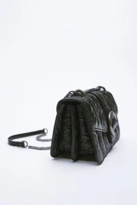 zara ROCKER CROSSBODY black pu leather BAG New with tags BLACK - Picture 1 of 4