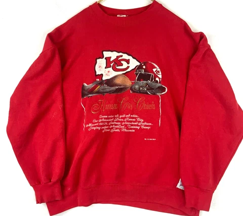 Vintage Kansas City Chiefs Nutmeg Crewneck Sweatshirt Size Large 1993 Red Nfl Cover