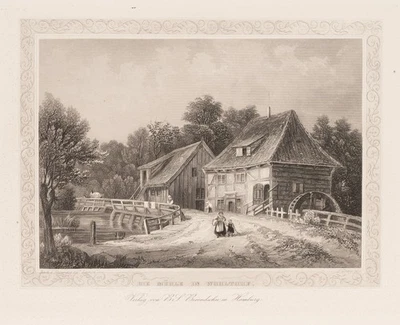 GRAY (*1813) nach LAEISZ (*1803), Die Mühle in Wohltorf, Hamburg, um 1840, Sst. - Bild 1 von 4