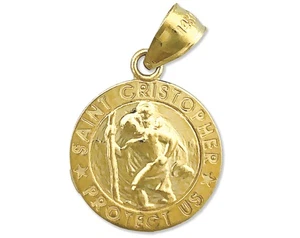 Dije Medalla San Cristóbal Oro 14K 15MM Protéjanos - Imagen 1 de 6