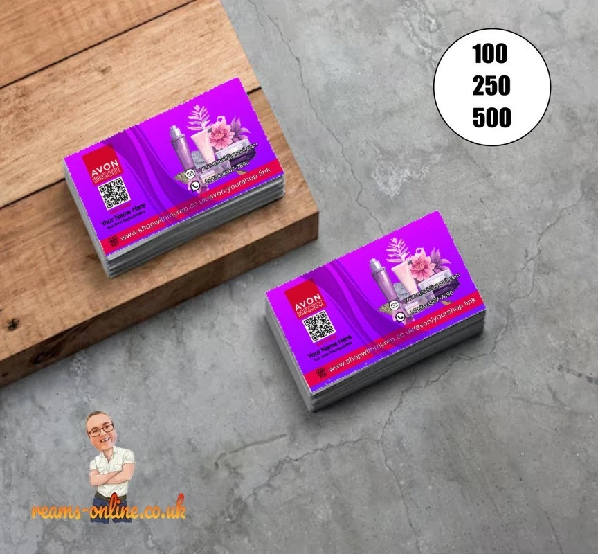 REAMS-ONLINE Avon Business Card Purple Design Single Sided 300gsm uncoated card